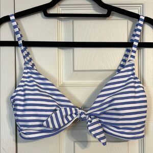 TIME AND TRU Medium 8 10 Nautical Striped Bikini Top Bow Coastal Swim Adjustable